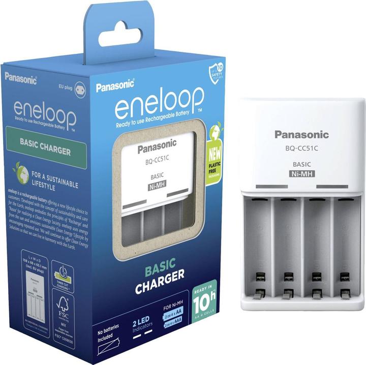 Panasonic eneloop Basic Charger BQ-CC51E (1 Stk., AA, Ladegerät ohne Akku)