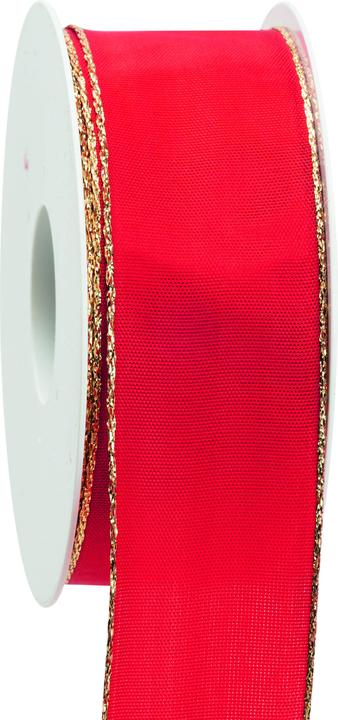 Image du produit Goldina Ruban cadeau Basic de Noël avec fil, 40 millimètres x 25 mètres, rouge (Ruban, 1 x)
