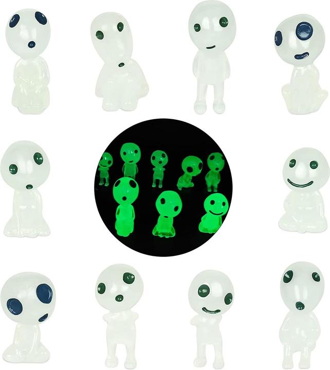 Produktbild I Am Creative Fluoreszierende Alien Figuren Leuchtende Mini Waldgeister Garten Deko 10er Set