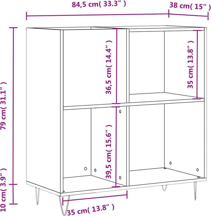 Produktbild VidaXL Plattenschrank Grau Sonoma 84,5x38x89 cm Holzwerkstoff