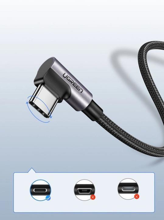 Productafbeelding Ugreen USB-C Haaks naar USB-A 2.0 A 3A Datakabel (2 m, USB 2.0, 18 W)