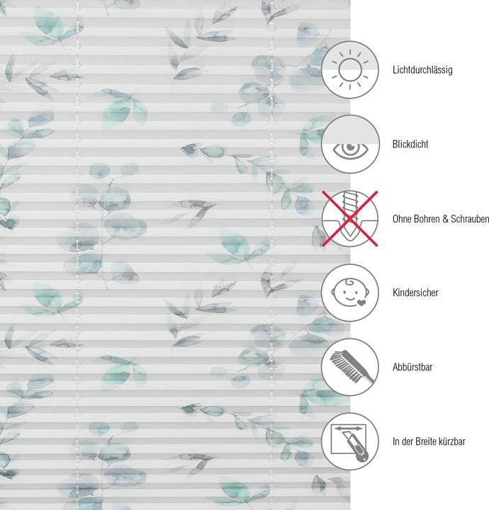 Produktbild Gardinia Plissee Concept zum Klemmen Flowers and Plants Zweig (100 x 130 cm)