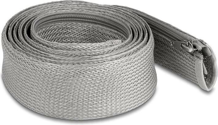 Produktbild Delock Geflechtschlauch mit Reissverschluss hitzebeständig 2 m x 50 mm grau (Kabelschlauch, 200 cm)