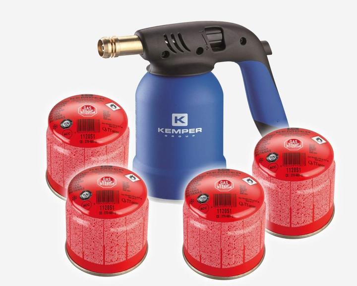 Actual product image Kemper Blowtorch with piezo ignition incl. 4 x gas cartridge, KE2019