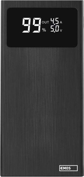 Produktbild Emos Powerbank BetaQ 10, 10 000 mAh, 22,5 W, schwarz (10000 mAh, 22.50 W, 37 Wh)