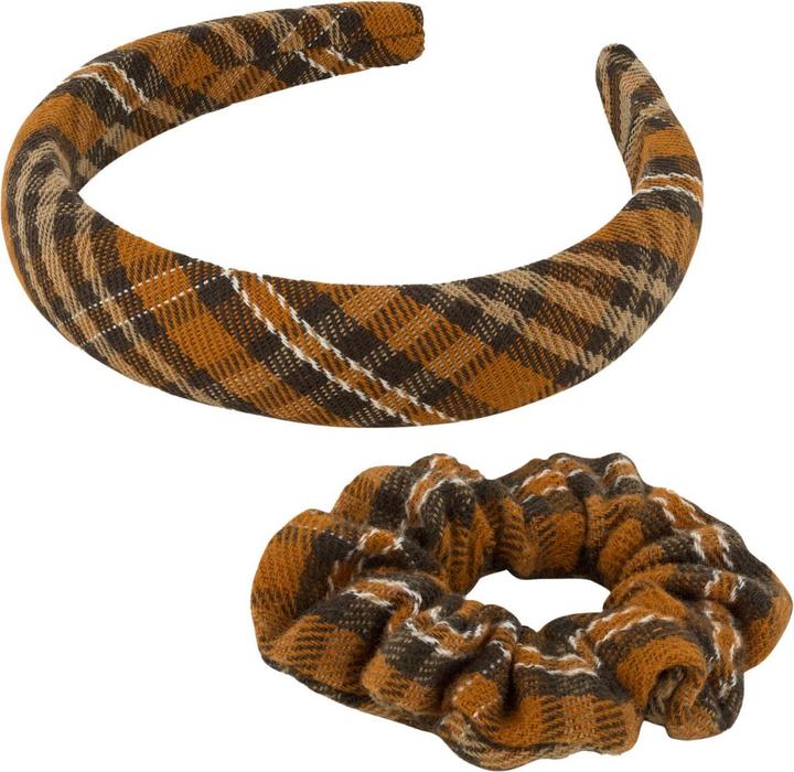 Trisa Hair - English Check Hairband & Scrunchie, orange