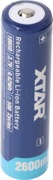 Actual product image Xtar 18650 2600mAh 3,6V - 3,7V Li-Ion-Akku geschützt mit Kopf, Abmessungen 69,50x18,4mm (18650, 2600 mAh)