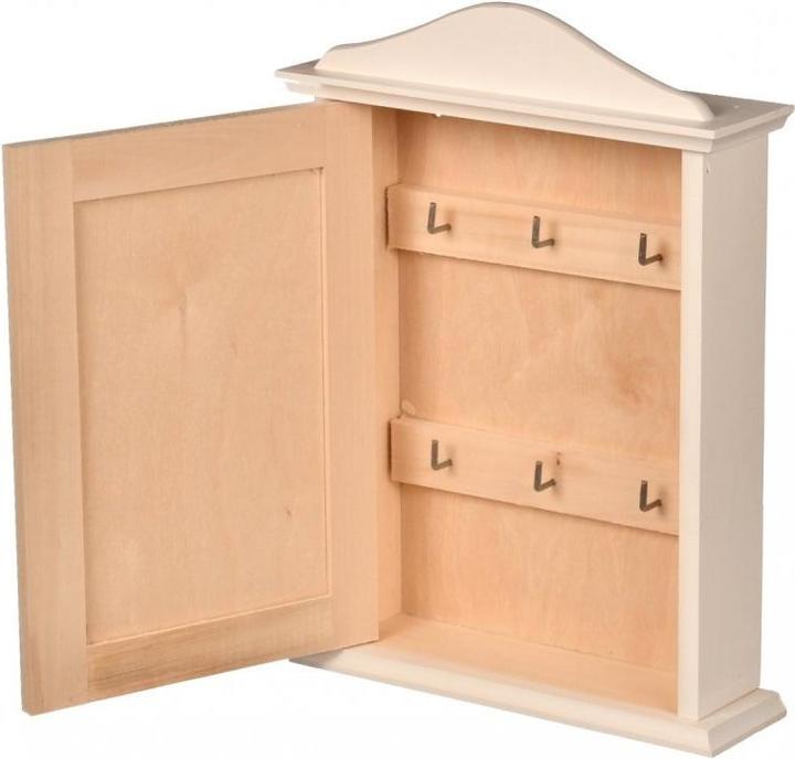 Produktbild Holzecke Schlüsselkasten aus Holz Weiss mit Gravur