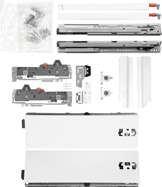 Actual product image Vasalat BLUM drawer runners TANDEM height 115 m. Rail 227mm 20kg, NL270 white KB600mm