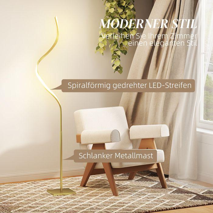 Produktbild Swisshandel24 Stehlampe Dimmbar LED Stehleuchte mit Fussschalter für Wohnzimmer, Gold (700 lm)