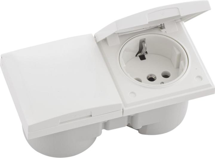 Produktbild Berker Integro Flow Doppelsteckdose, Deckel polarweiss glänzend, Steckdose weiss