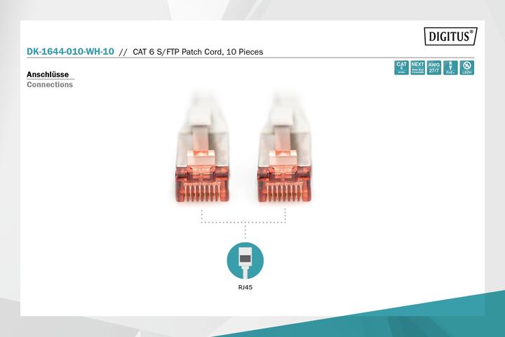 Actual product image Digitus CAT6 S-FTP Patchk.,1m, White (S/FTP, CAT6, 1 m)