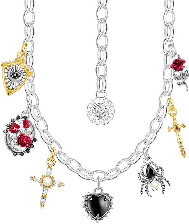 Thomas Sabo Kette mit Anhängern True Romance (925er Silber, Gelbgold, 45 cm)