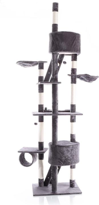 Actual product image Wiltec Cat Tree Scratching Post Climbing Tree 240-260cm in Dark-grey with Caves, Hammocks and Platforms (260 cm, Dark grey)