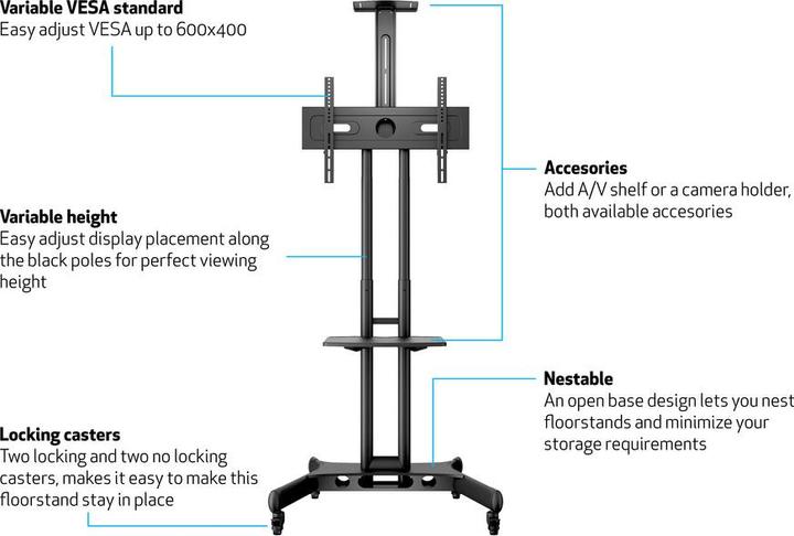 Produktbild Multibrackets Fachboden zu M-TV Ständer, schwarz, max 10 kg