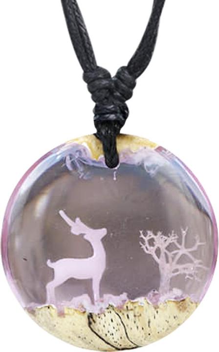 Star Piercing Halskette schwarz Anhänger Hirsch im Schnee Epoxy lavendel aus Tamarind Holz (ohne Messing, Organisch)
