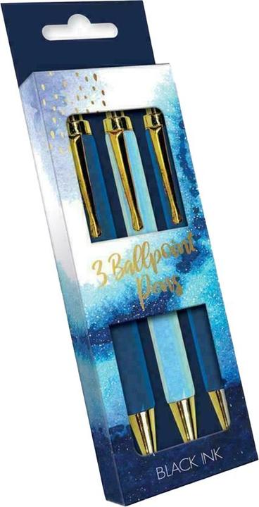 Actual product image The Design Group Retractable Pen (Pack of 3) (Blue/Gold, 3 x)