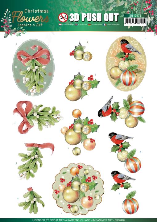 Image du produit Card Deco Essentials Livre de feuilles prédécoupées 3D "Christmas Flowers (16 x)