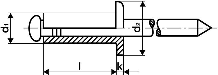Produktbild Gesipa Blindniet Stahl/Stahl 4x10mm dxl f.4,5-6,5mm Flachrundkopf (6310451)