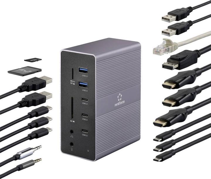 Image du produit Renkforce Station d'accueil USB-C® RF-DKS-910 Convient pour la marque Stations d'accueil : U (USB-C)