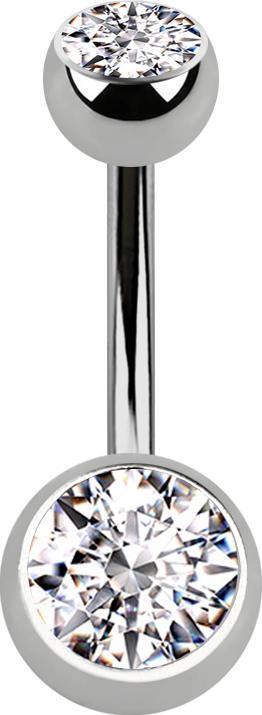 Immagine prodotto Star Piercing Banana argento con due sfere argento con cristallo argento (Titanio G23)