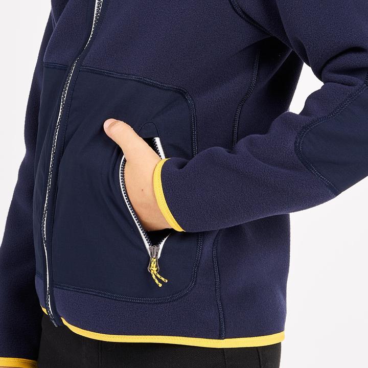 Immagine prodotto Tribord Giacca in pile da vela per bambini calda e reversibile 500 blu navy/giallo (164)