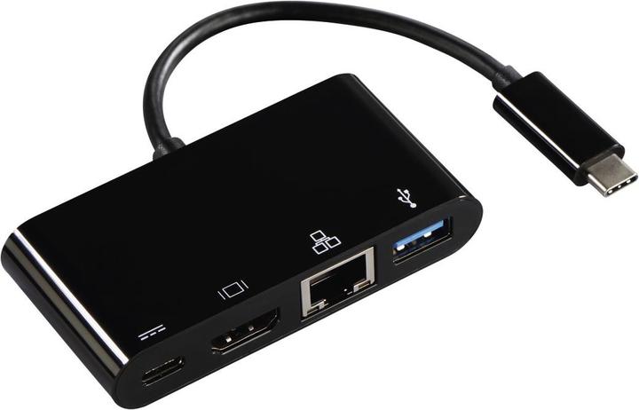 Hama 4in1-USB-C zu (Ethernet / Lan, HDMI, USB 2.0, USB Typ-C)