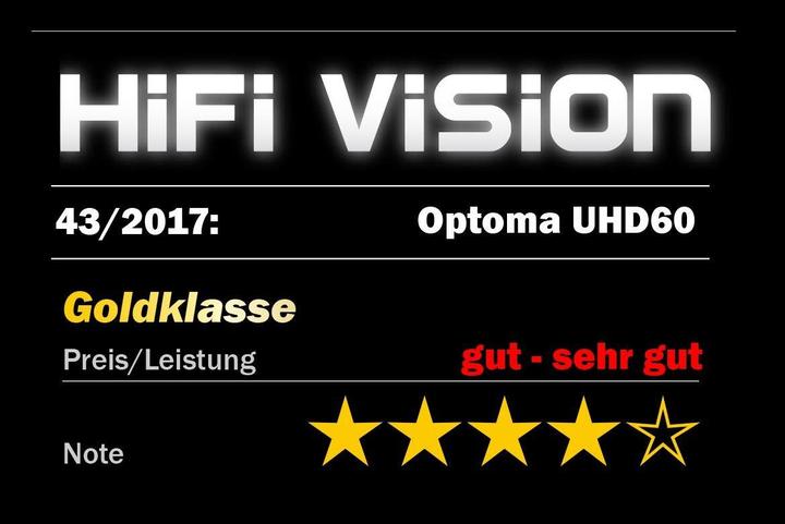 Actual product image Optoma Uhd60 (4K, 3000 lm, 1.39 - 2.22:1)