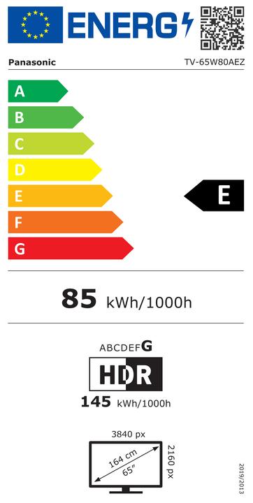 Energy Label Panasonic TV-65W80AEZ (65", QLED, LED, 4K)