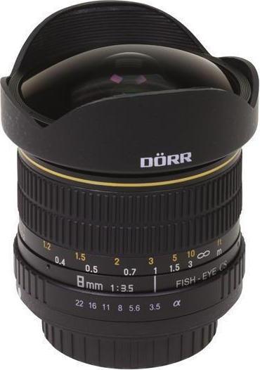Dörr Fisheye Objektiv 8mm f 3.5, für Sony (Sony A, APS-C / DX)