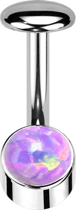Produktbild Star Piercing Threadless Labret-Stab Banane silber Zylinder silber Opal violett (Titan G23, ohne Messing)