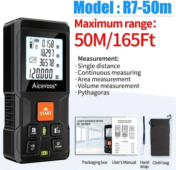 Image du produit Cbx Télémètre laser intelligent 50m, mini télémètre numérique (50 m)