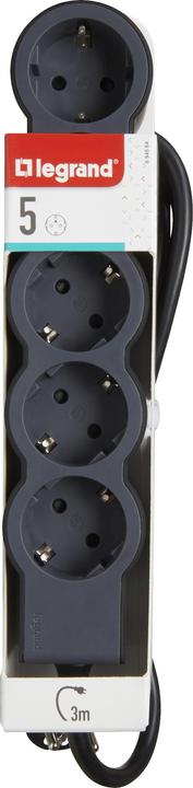Actual product image Legrand Flat socket strip 5x socket, 3 metre cable Black 694564 (5 x, CEE 32/3, 3 m)
