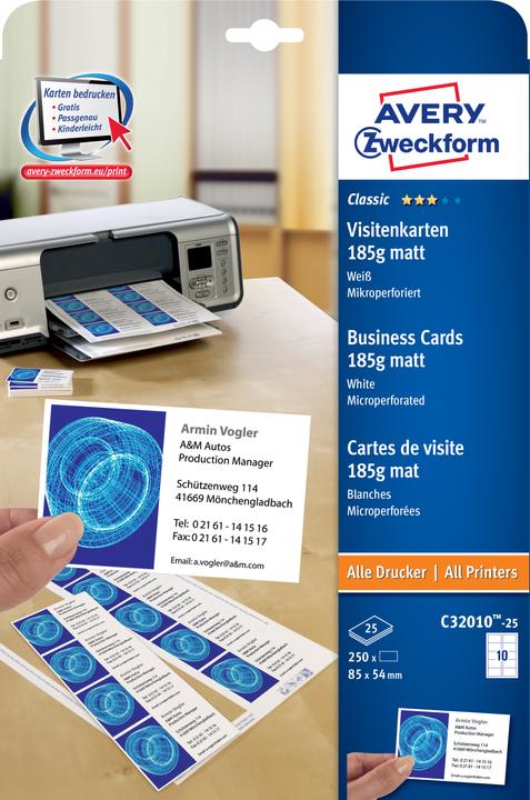 Produktbild Avery Klassisch (185 g/m², 250 x, A4)