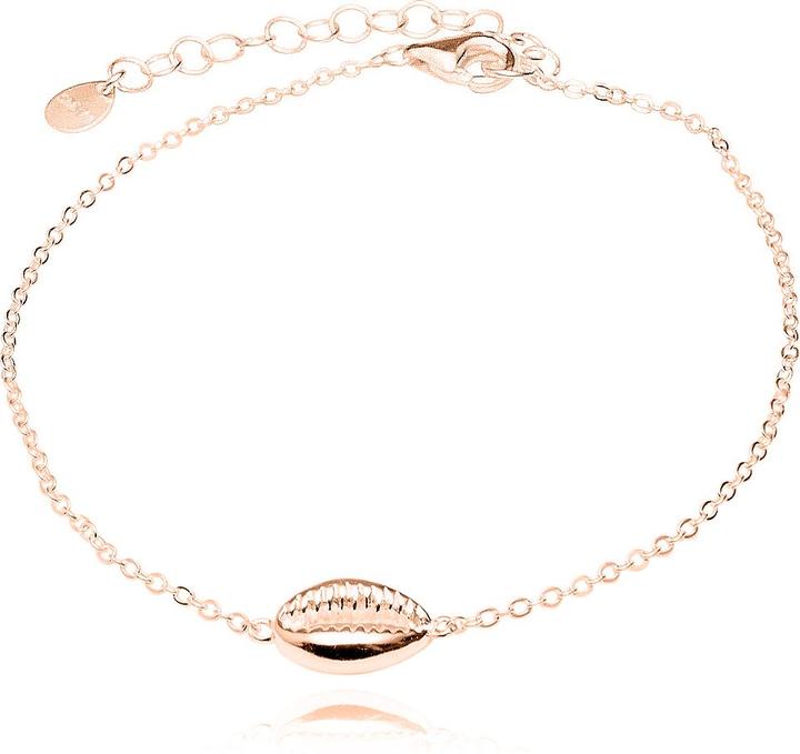 Leyda Fusskette Kauri Muschel (Silber 925, vergoldet 750 / 18 K Gold, 27 cm)
