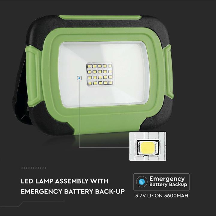Image du produit V-TAC VT11R 10W LED Projecteur Rechargeable SAMSUNG Chip IP44 4000K (700 lm, IP44)