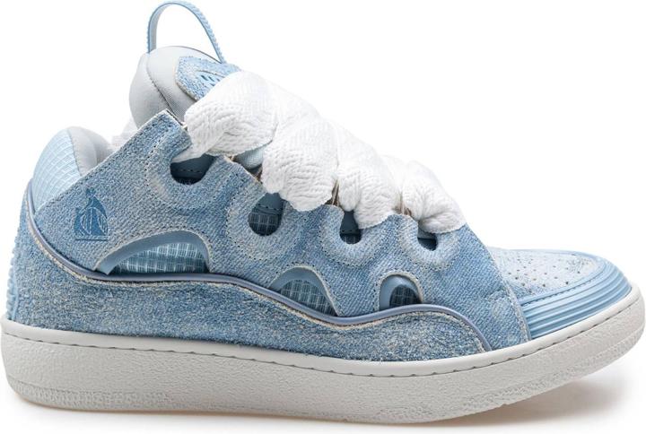Lanvin curb sneakers in leather and mesh color denim blue