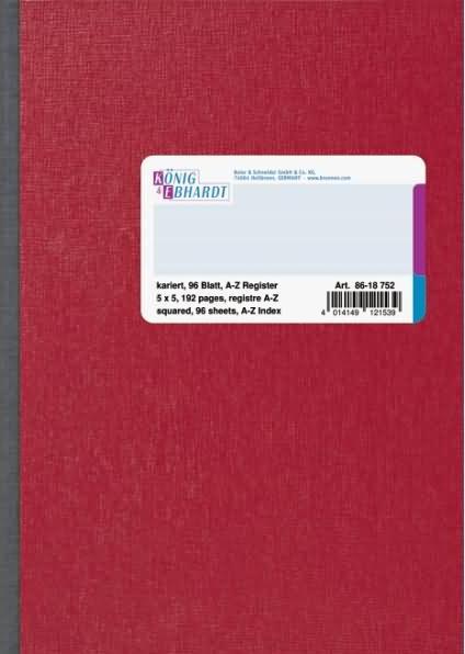 König & Ebhardt Registerbuch DIN A5 kariert 70g/m² 96 Bl. (A5, Kariert)
