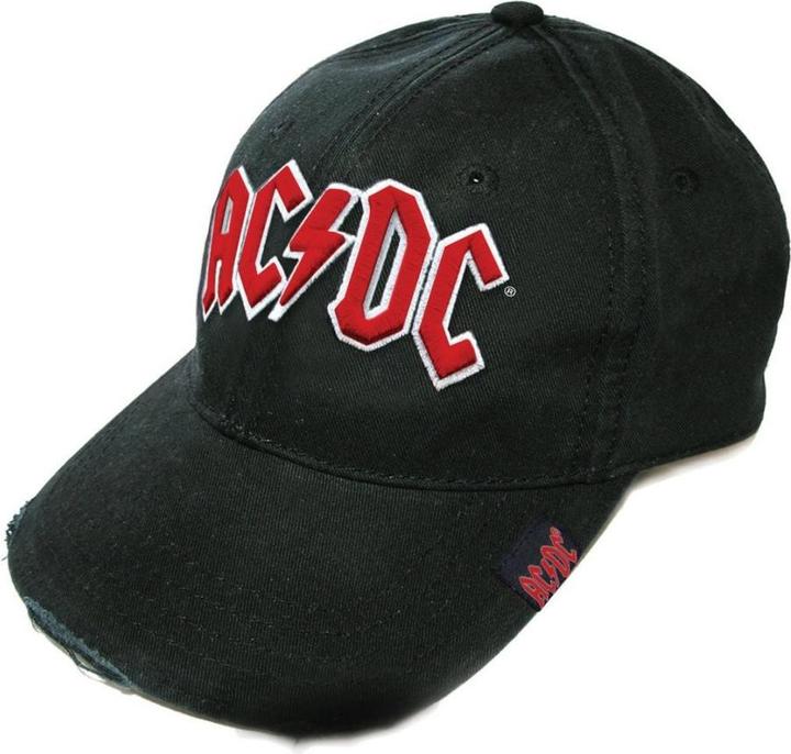 AC/DC Red On White Logo Distressed Baseball Cap
