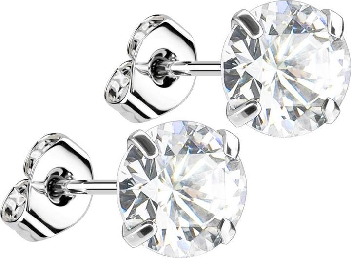 Star Piercing Ohrstecker silber mit rundem Kristall silber (ohne Messing, 925 Sterlingsilber)