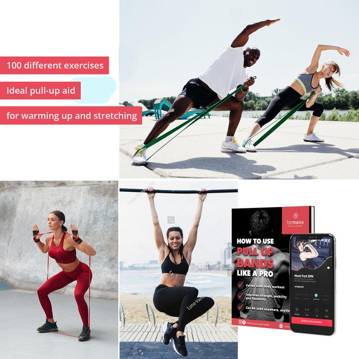 Actual product image BeMaxx Fitness Pull-Up Band Set of 3, (Red, Black, Purple)
