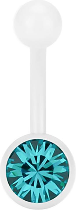 Star Piercing Banane Pure White mit Swarovski Kristallkugel türkis (ohne Messing, Chirurgenstahl 316L)