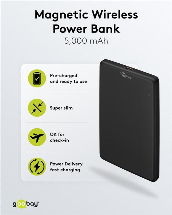 Produktbild Goobay Magnetische Wireless Powerbank 5.000 mAh (5000 mAh, 15 W)