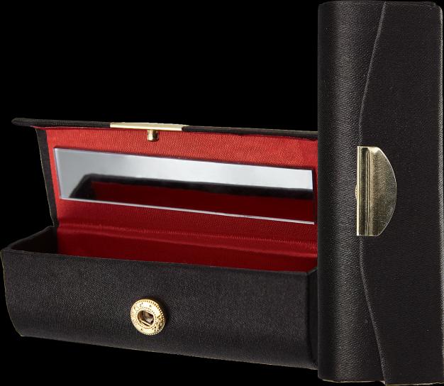 Actual product image Lipstick box, black with mirror, press stud fastening, length 8.5 cm, height 3 cm