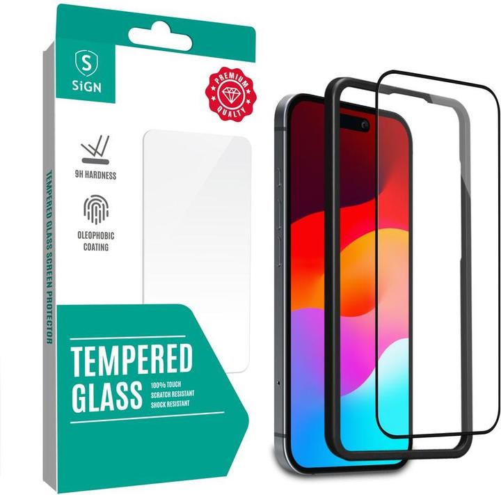 Produktbild SIGN Full Screen Protector in Tempered Glass for iPhone 16 Plus with Mounting Frame (Apple iPhone 16 Plus)