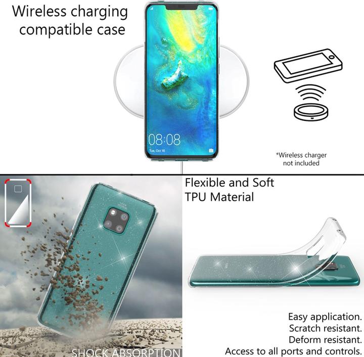 Immagine prodotto Nalia Copertura in silicone trasparente con glitter (Mate 20 Pro)
