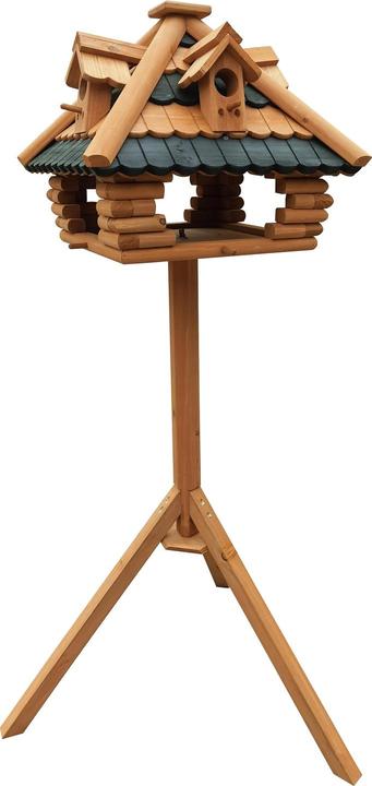 Image du produit Toboli Mangeoire pour oiseaux sur pied en Bois de sapin 115cm Oiseaux sauvages Abri avec lucarnes
