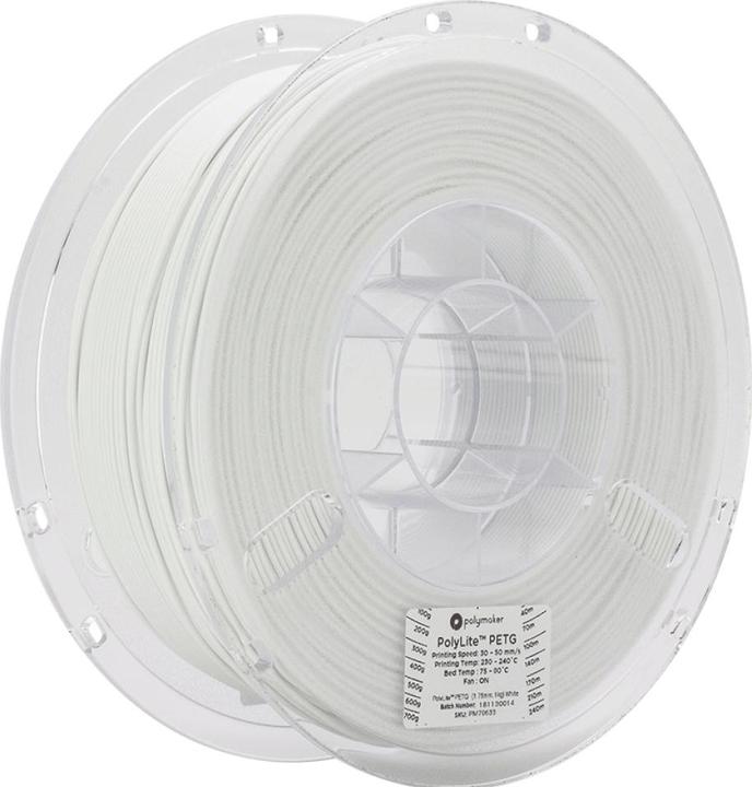 Actual product image Polymaker PolyLite PETG V2 - White - 1.75mm (PETG, 1.75 mm, 1000 g, White)