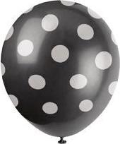 Produktbild Unique Luftballons Schwarz mit weissen Punkten (6 x)