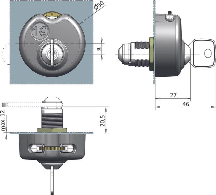 Actual product image Lehmann Coin deposit lock Coin lock 71